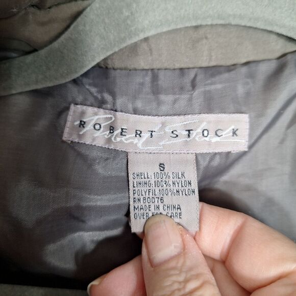 Vintage Robert Stock Womens Silk Bomber Jacket Diamond Quilted Y2K Brown Small - Picture 2 of 7